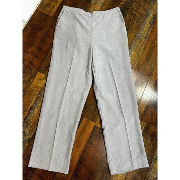 ALFRED DUNNER Classic Fit Pale GRAY Flat Front Elastic Waist Pant Sz 12 P NWOT - Picture 1 of 6